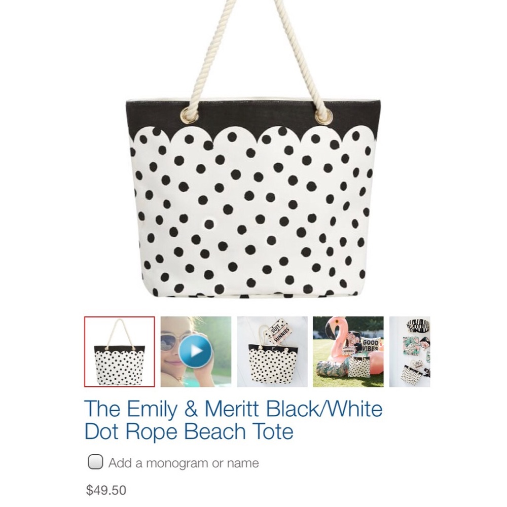 The Emily & Meritt Black/White Dot Rope Beach Tote